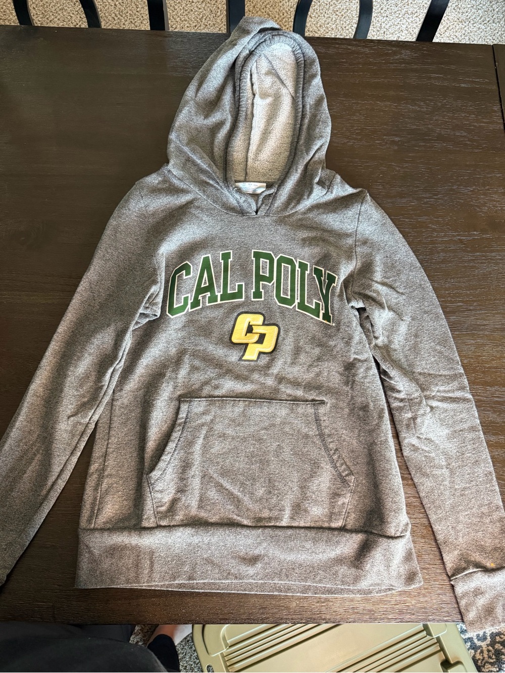 Cal Poly Champion Gray Hooded Sweatshirt with Green & Gold Logo